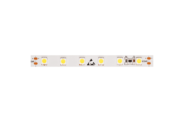 Професионална LED лента със стабилизатор на ток топло бяла 5м  24V DC 120° 14.4W/m Warm White SMD 5050