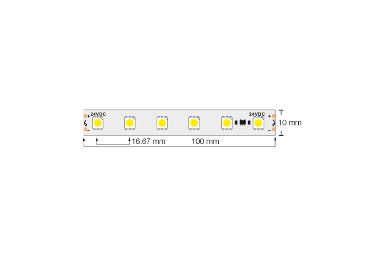 Професионална LED лента със стабилизатор на ток топло бяла 5м  24V DC 120° 14.4W/m Warm White SMD 5050