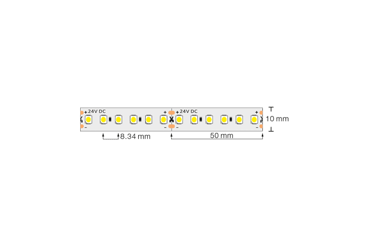 Професионална LED лента топло бяла 5м  24V DC 120° 9.6W/m Warm White SMD 3528