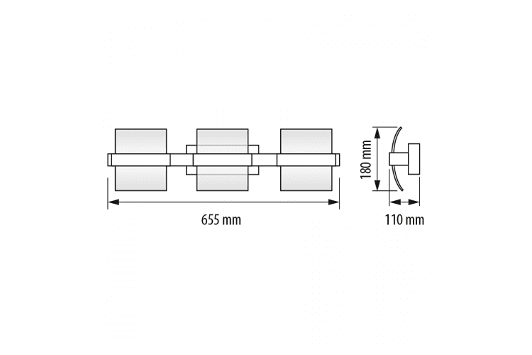 LED осв. тяло 3х5W, 4200K, IP20  за стена хром