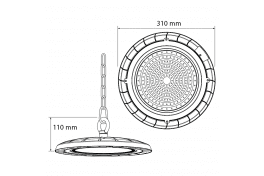 LED индустриално осв. тяло IP54  220V-240V AC 90° 150W 5000K SMD 3030