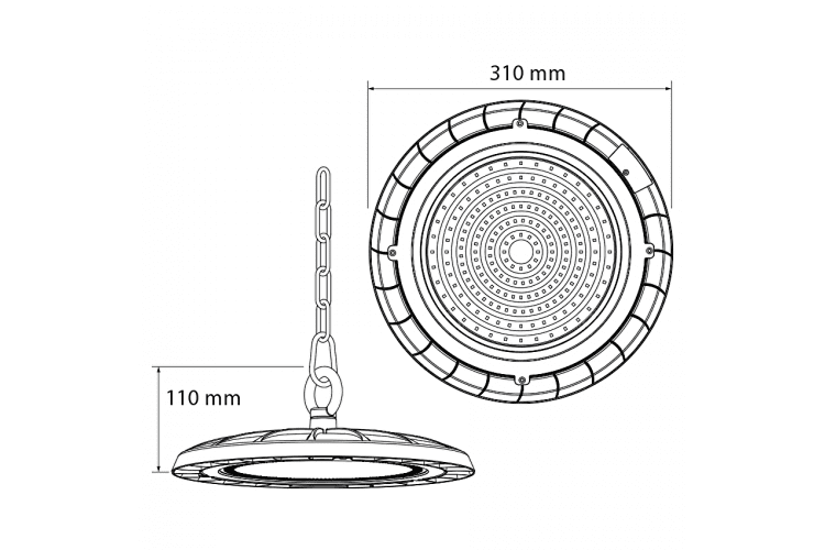 LED индустриално осв. тяло IP54  220V-240V AC 90° 150W 5000K SMD 3030