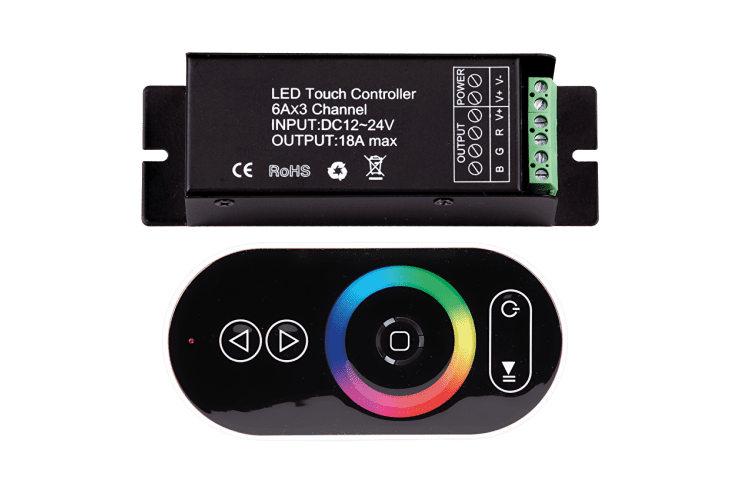 RF Touch контролер за RGB LED осветление, 18A 12-24V DC 216W RF Touch контролер за RGB LED осветление, 18A 12-24V DC 216W